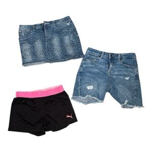BUNDLE Puma Justice Cat & Jack Girls Athletic & Jeans Shorts Size 10/12